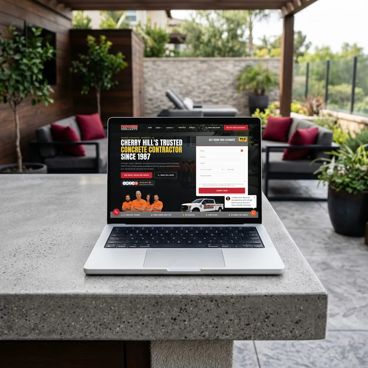 Papaneri & Sons Concrete website